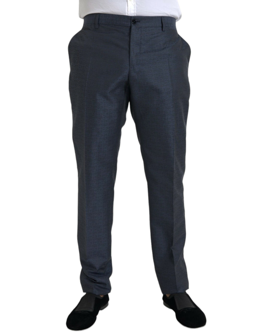 Dolce & Gabbana Blaue Wolle Herren Skinny Dress Hose