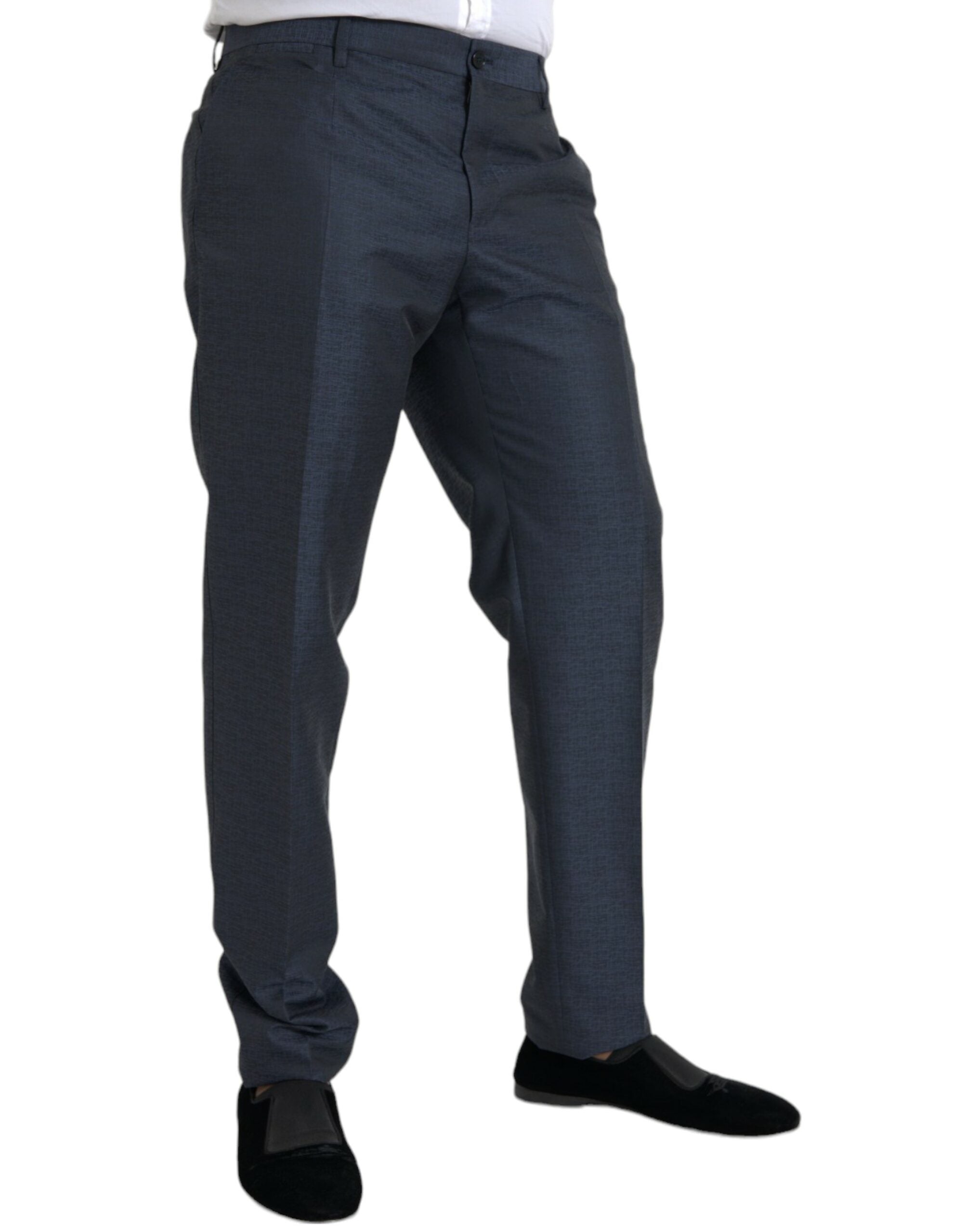Dolce & Gabbana Blaue Wolle Herren Skinny Dress Hose