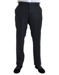 Dolce & Gabbana Blaue Brokat Wolle Skinny Herren Anzughose