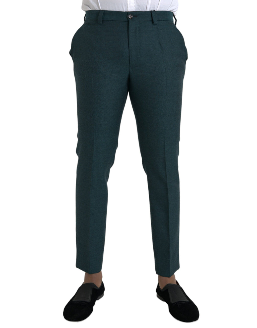 Dolce & Gabbana Green Skinny Slim Wool Dress Pants