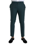 Dolce & Gabbana Green Skinny Slim Wool Dress Pants