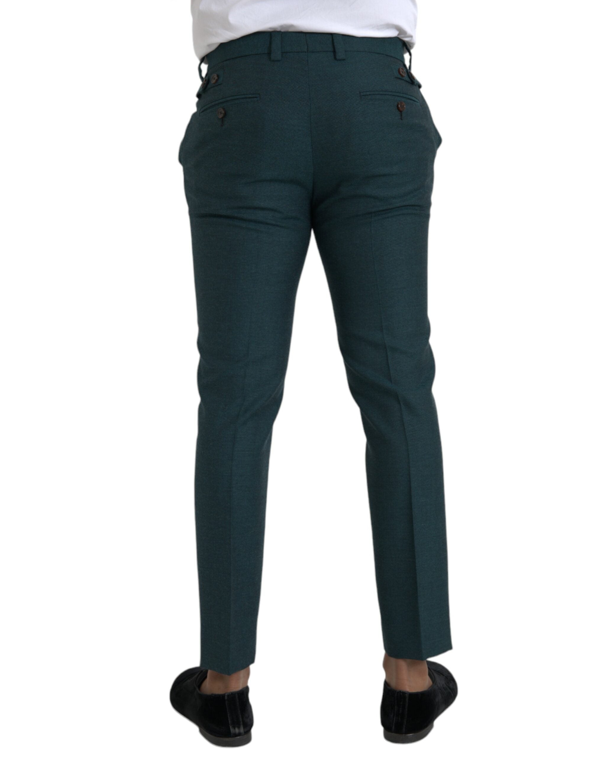 Dolce & Gabbana Green Skinny Slim Wool Dress Pants