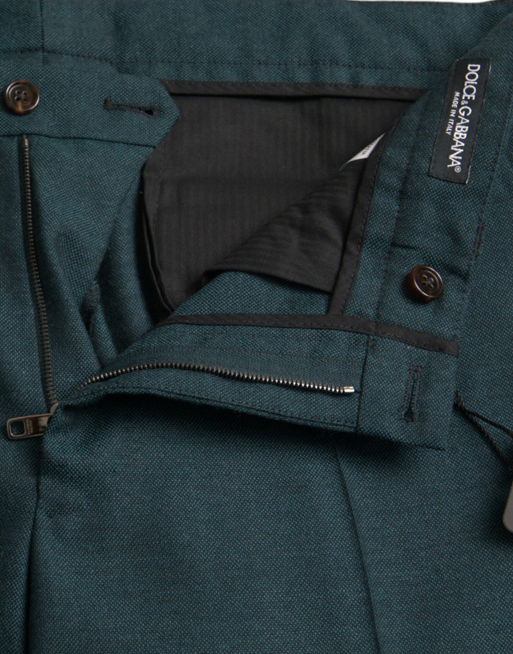 Dolce & Gabbana Green Skinny Slim Wool Dress Pants