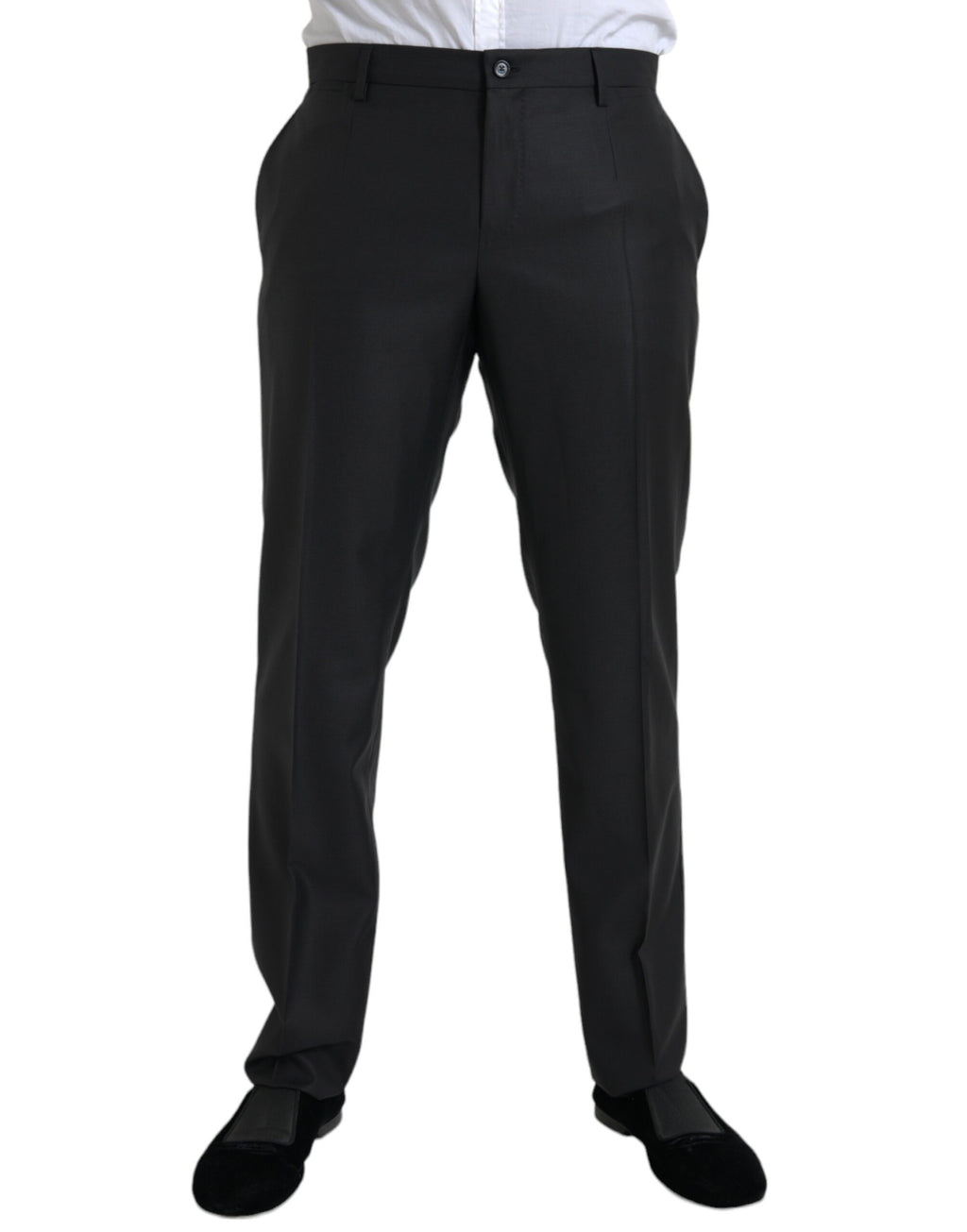 Dolce & Gabbana Black Wool and Silk Skinny Dress Pants