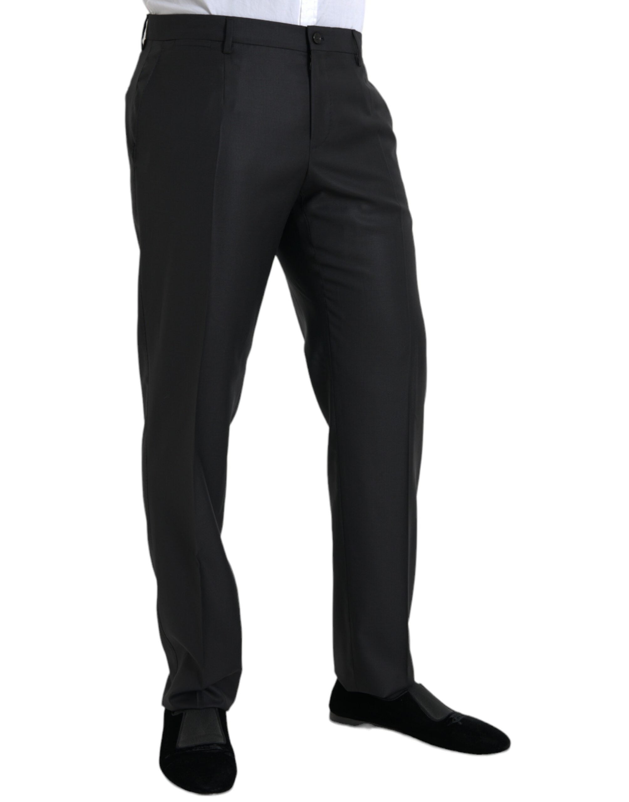 Dolce & Gabbana Black Wool and Silk Skinny Dress Pants