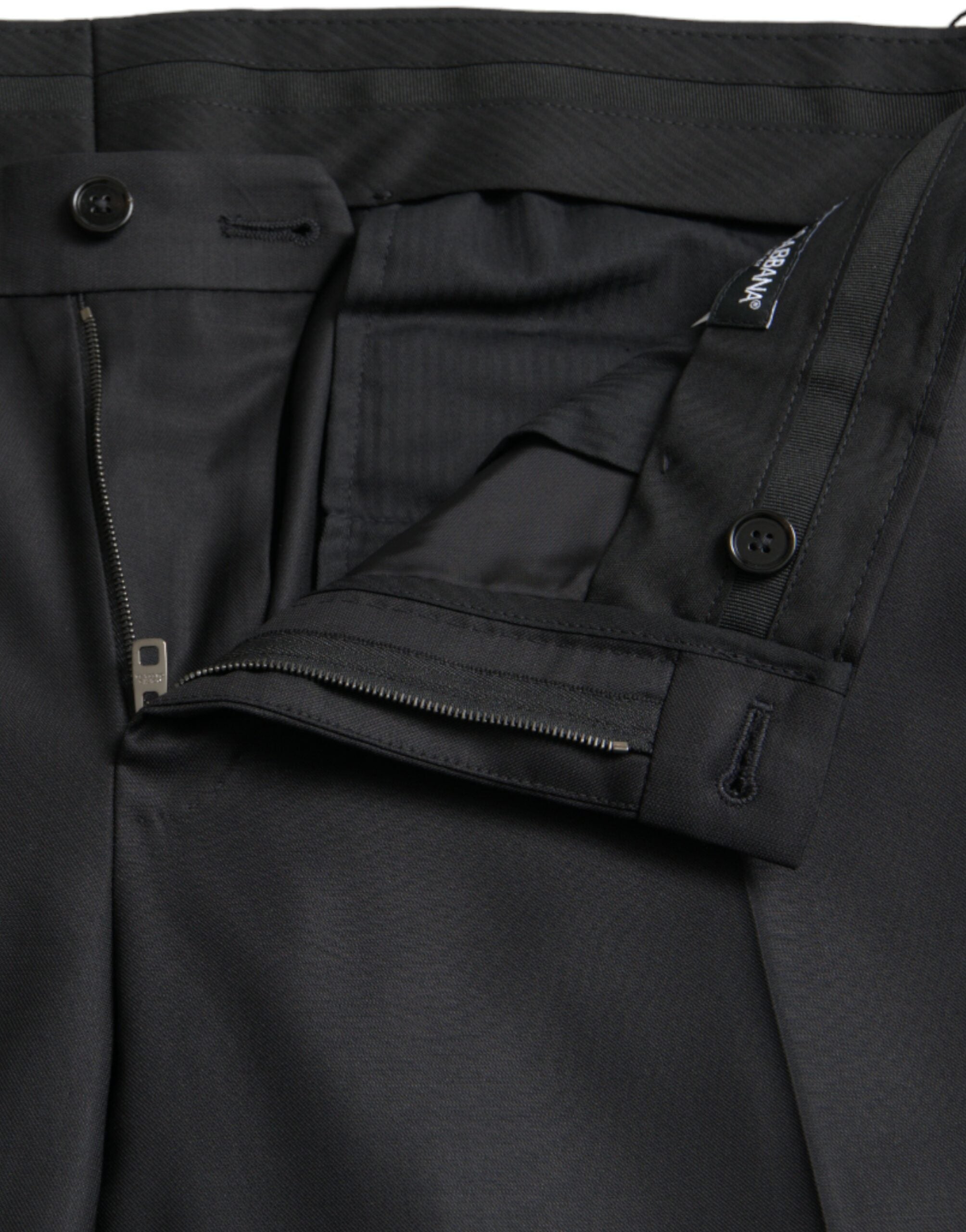 Dolce & Gabbana Black Wool and Silk Skinny Dress Pants