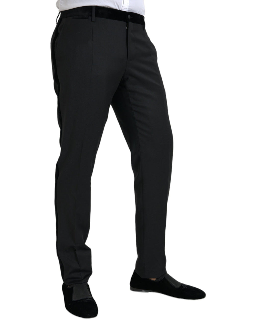 Dolce & Gabbana Schwarze Seide Herren Skinny Dress Hose