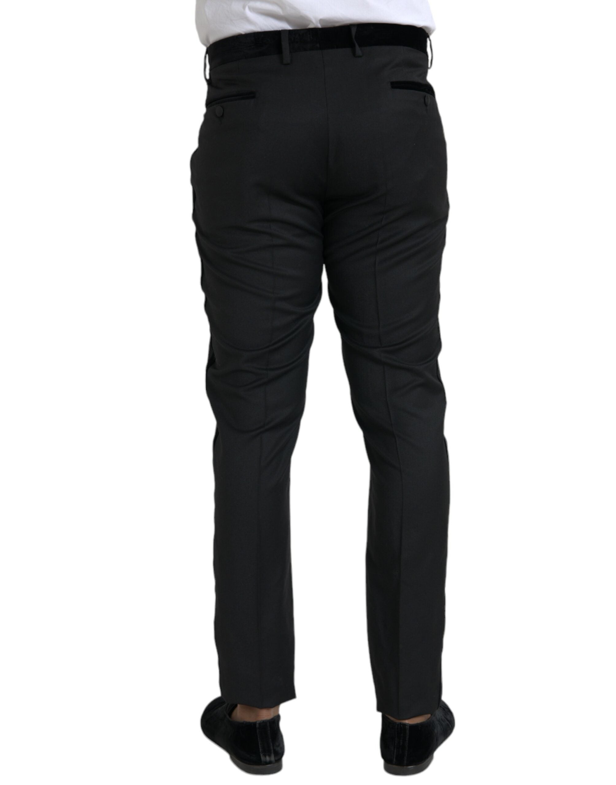 Dolce & Gabbana Schwarze Seide Herren Skinny Dress Hose