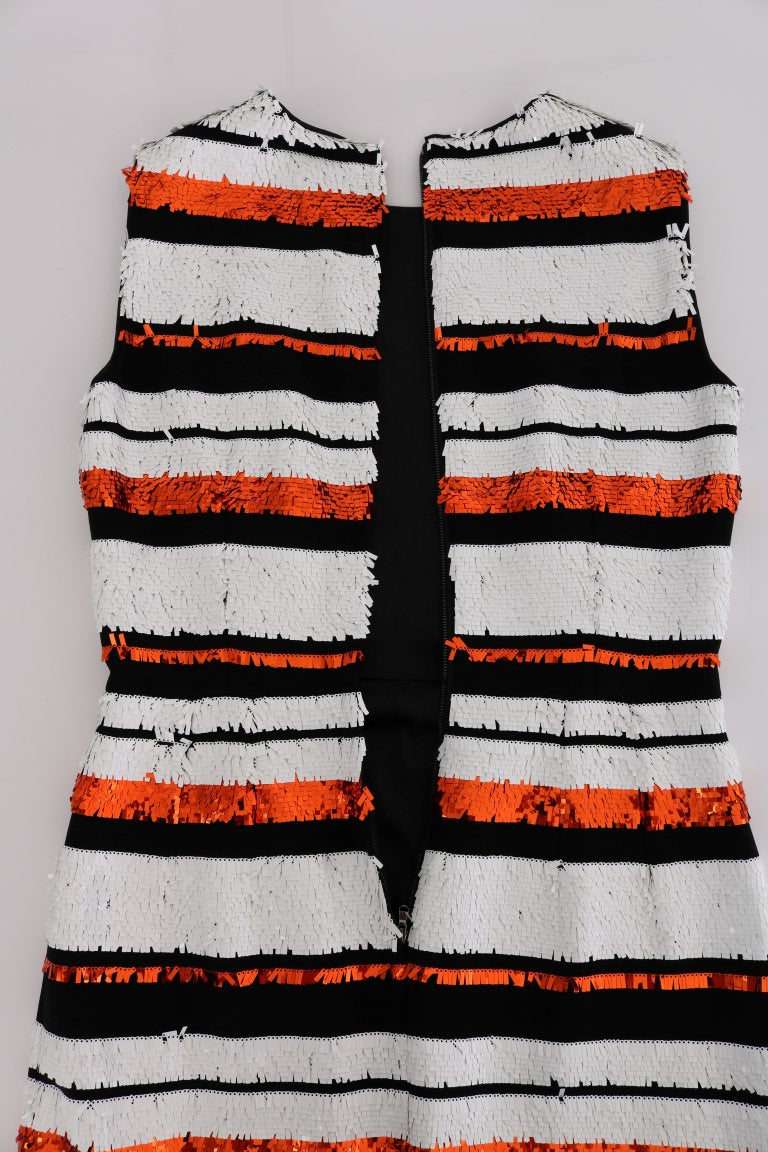 Dolce & Gabbana Multicolored Striped Sequin Stretch Dress