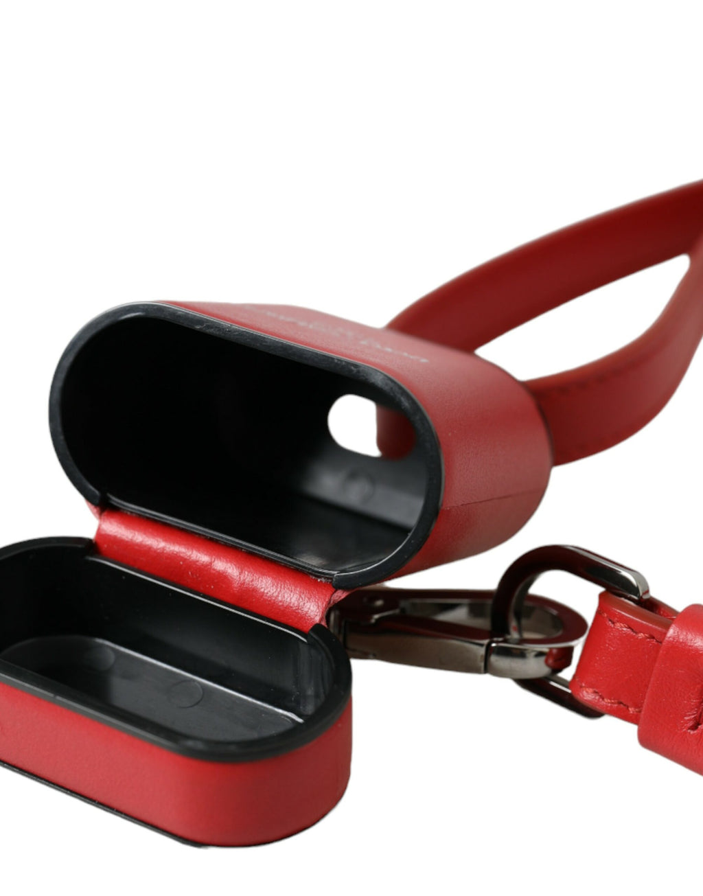 Dolce & Gabbana Red Calfskin Logo Print Strap Men's AirPods Case