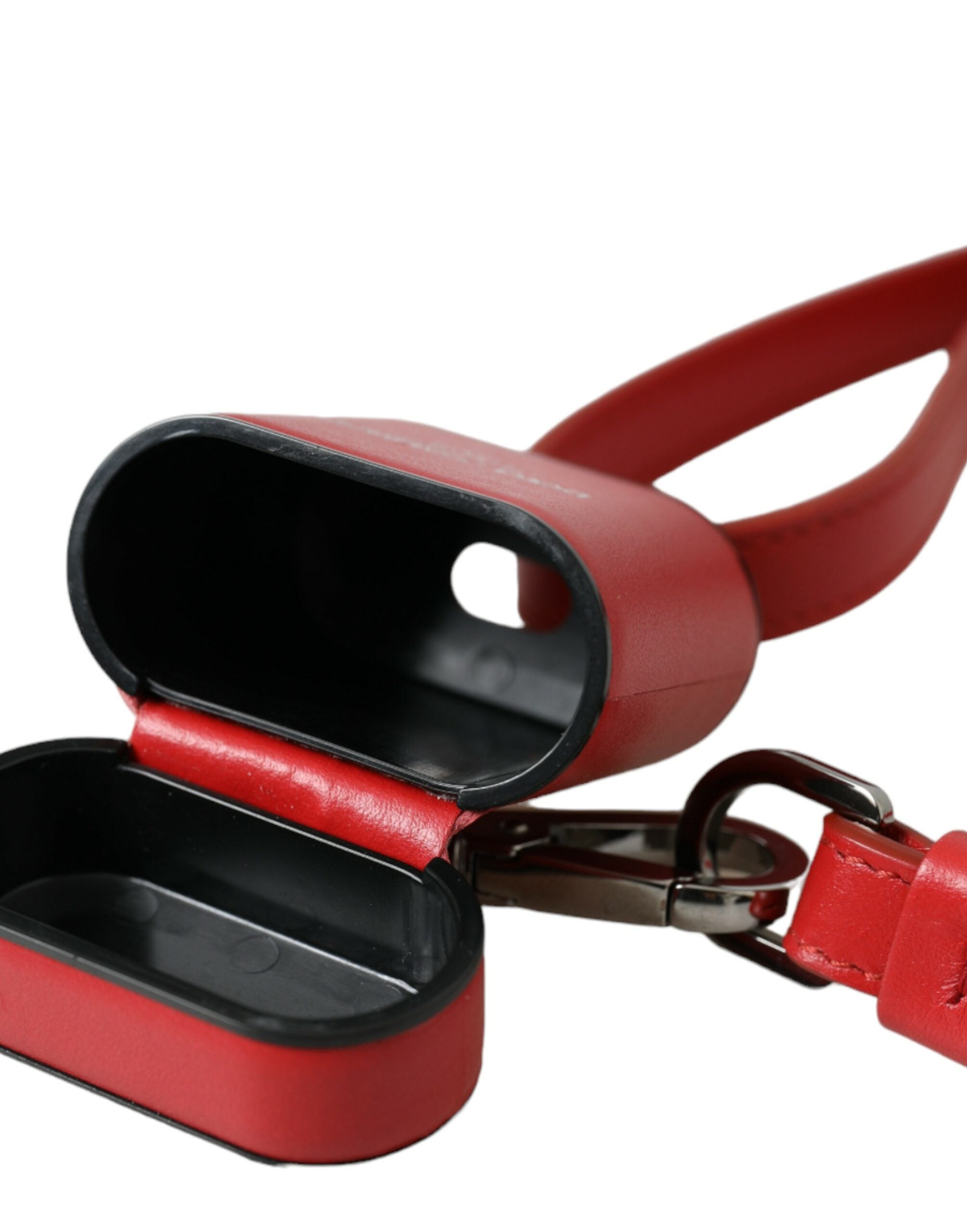 Dolce & Gabbana Red Calfskin Logo Print Strap Men's AirPods Case