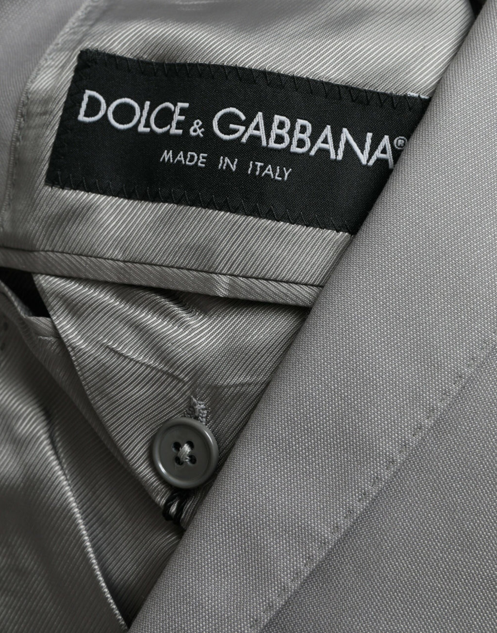 Dolce & Gabbana Grey Single-Breasted Wool Coat with Lace Blazer