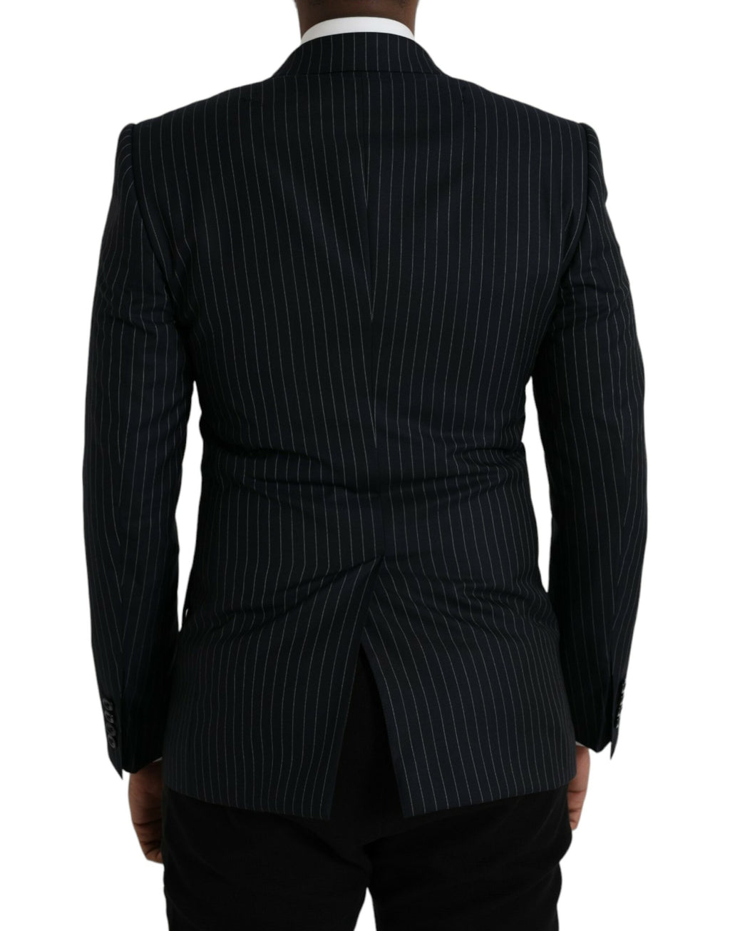 Dolce & Gabbana Black Striped SICILIA Double-Breasted Coat Blazer