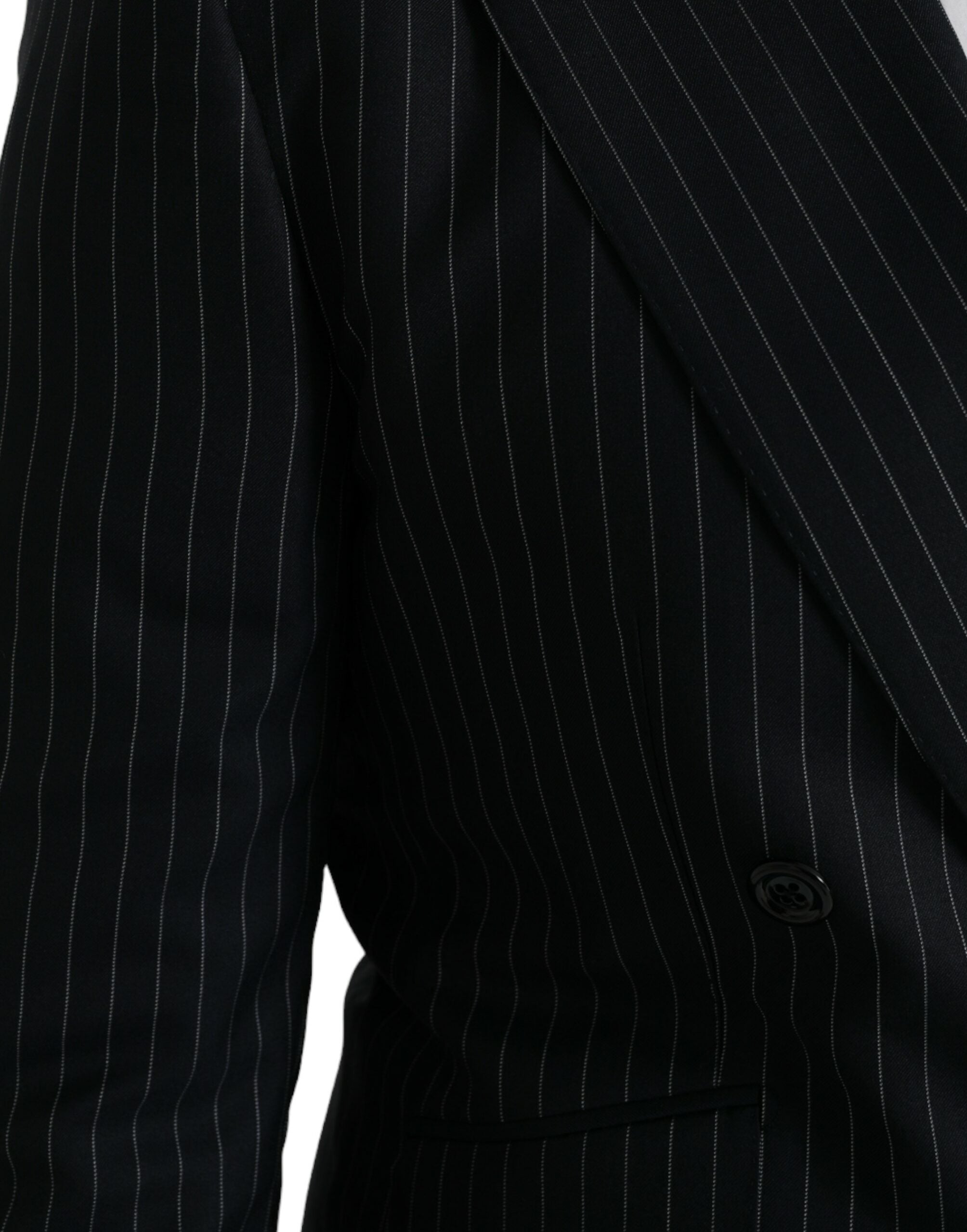 Dolce & Gabbana Black Striped SICILIA Double-Breasted Coat Blazer
