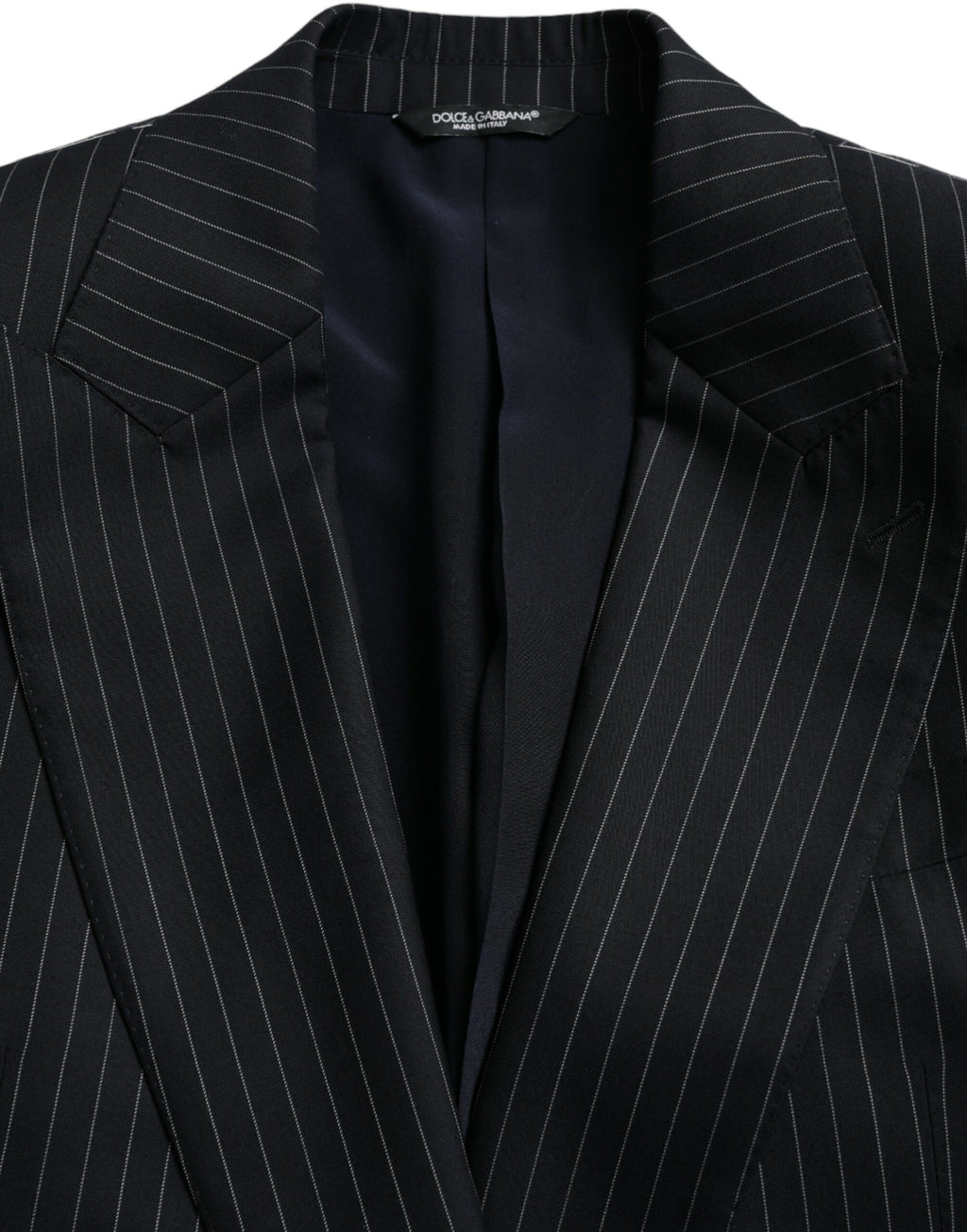 Dolce & Gabbana Black Striped SICILIA Double-Breasted Coat Blazer
