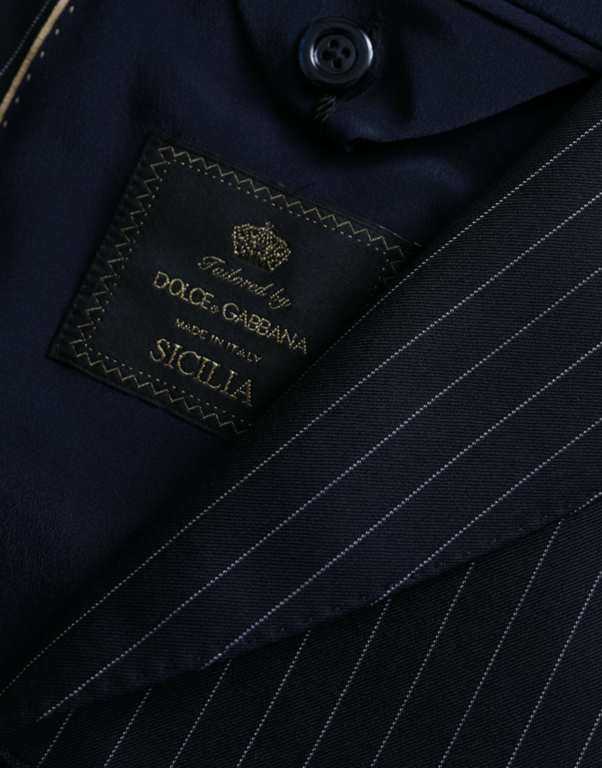 Dolce & Gabbana Black Striped SICILIA Double-Breasted Coat Blazer