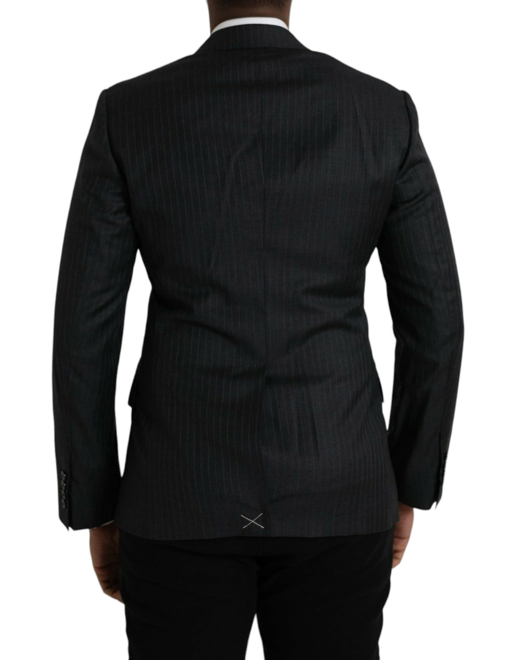 Dolce & Gabbana Black Striped MARTINI Single-Breasted Coat Blazer
