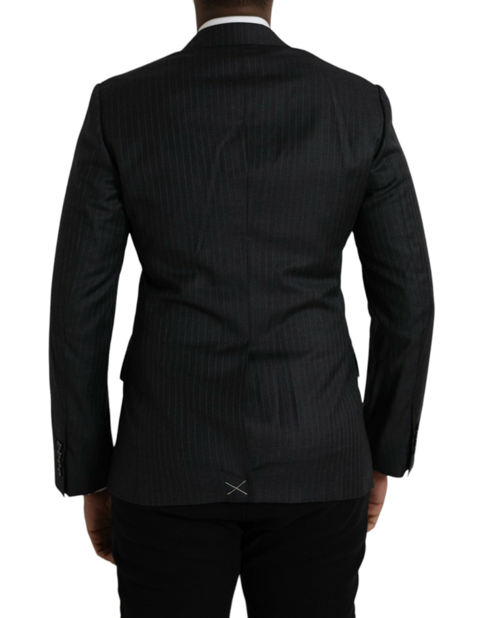 Dolce & Gabbana Black Striped MARTINI Single-Breasted Coat Blazer