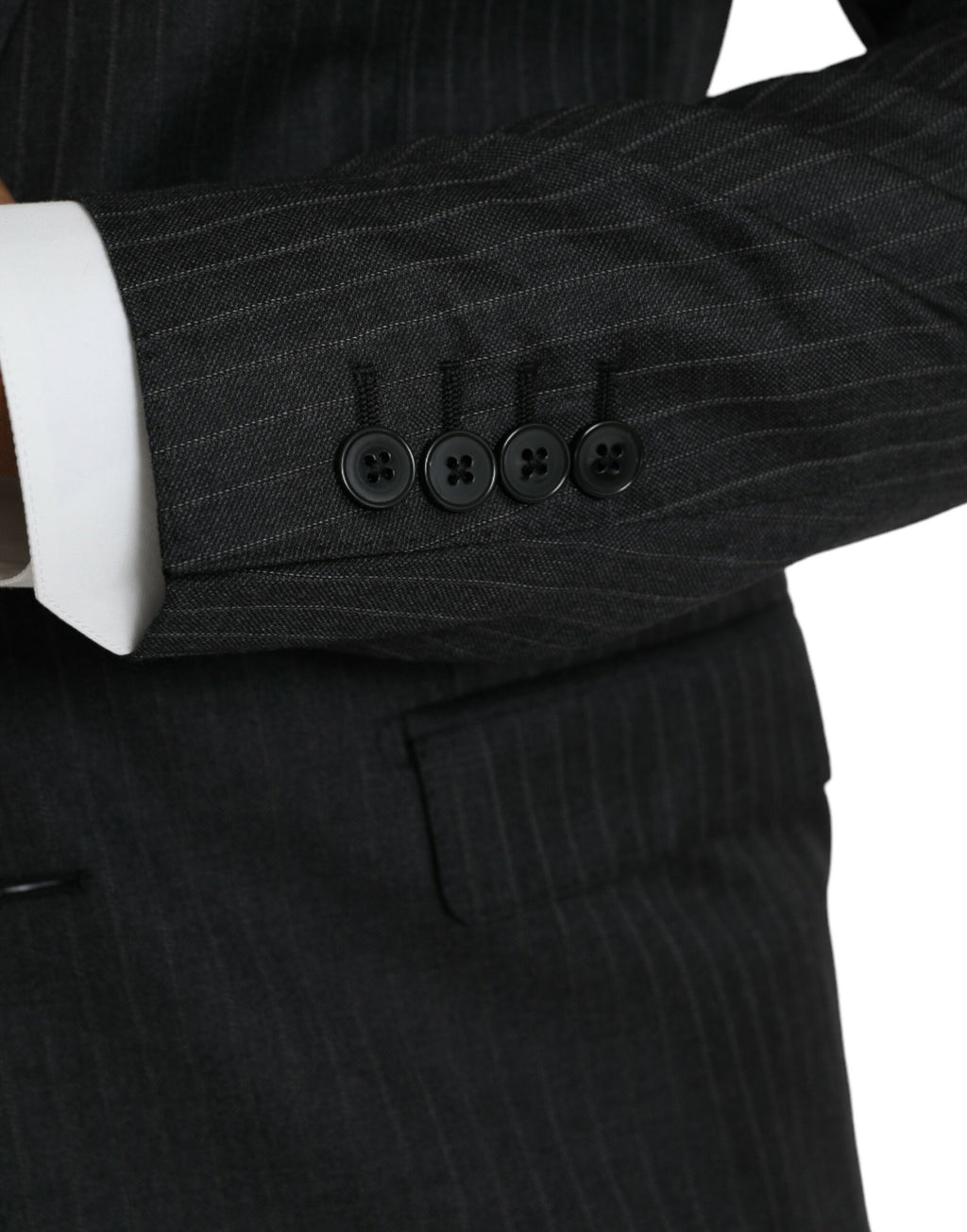 Dolce & Gabbana Black Striped MARTINI Single-Breasted Coat Blazer