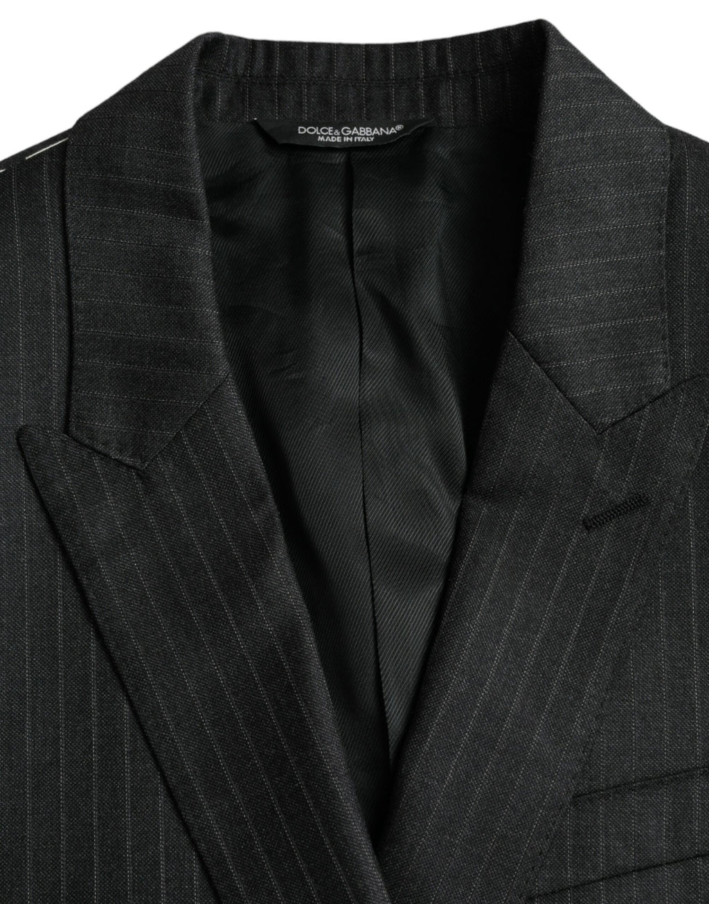 Dolce & Gabbana Black Striped MARTINI Single-Breasted Coat Blazer