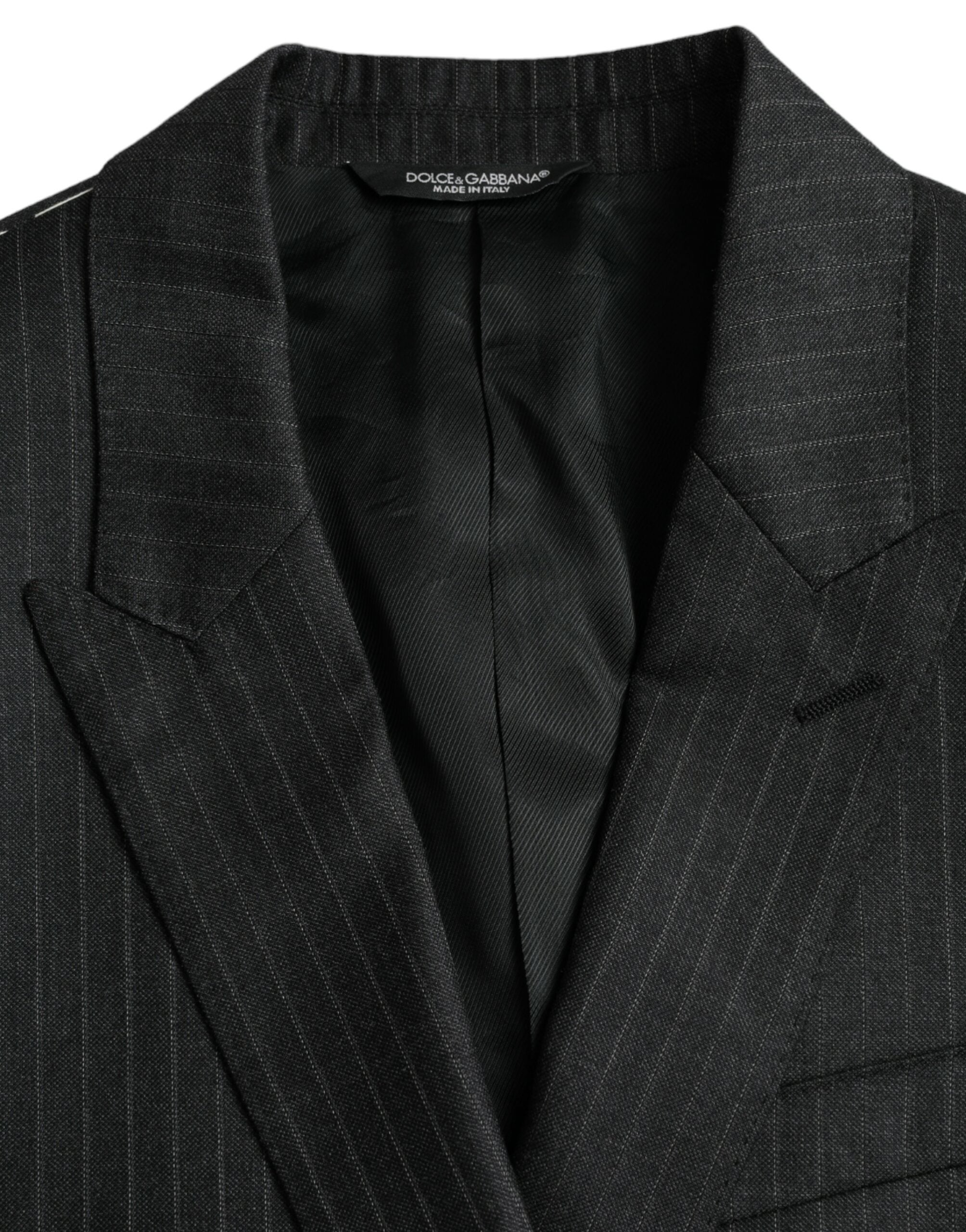 Dolce & Gabbana Black Striped MARTINI Single-Breasted Coat Blazer