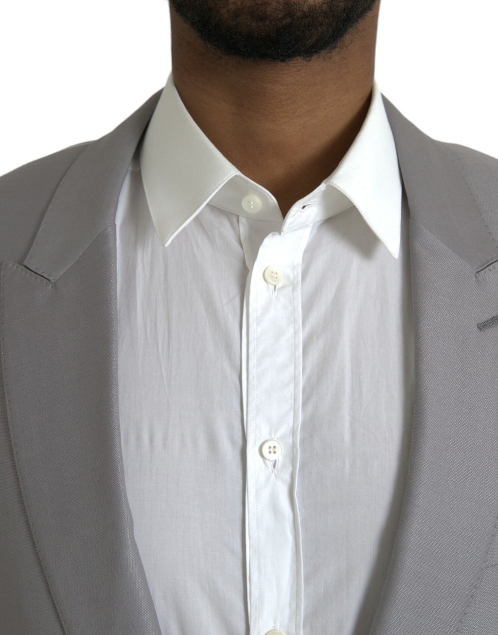 Dolce & Gabbana Grey Single-Breasted Wool Coat with Lace Blazer