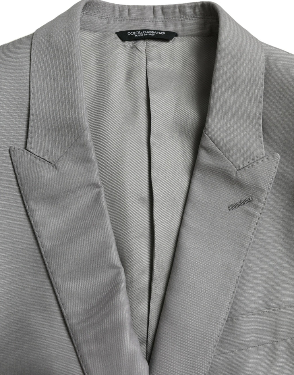 Dolce & Gabbana Grey Single-Breasted Wool Coat with Lace Blazer