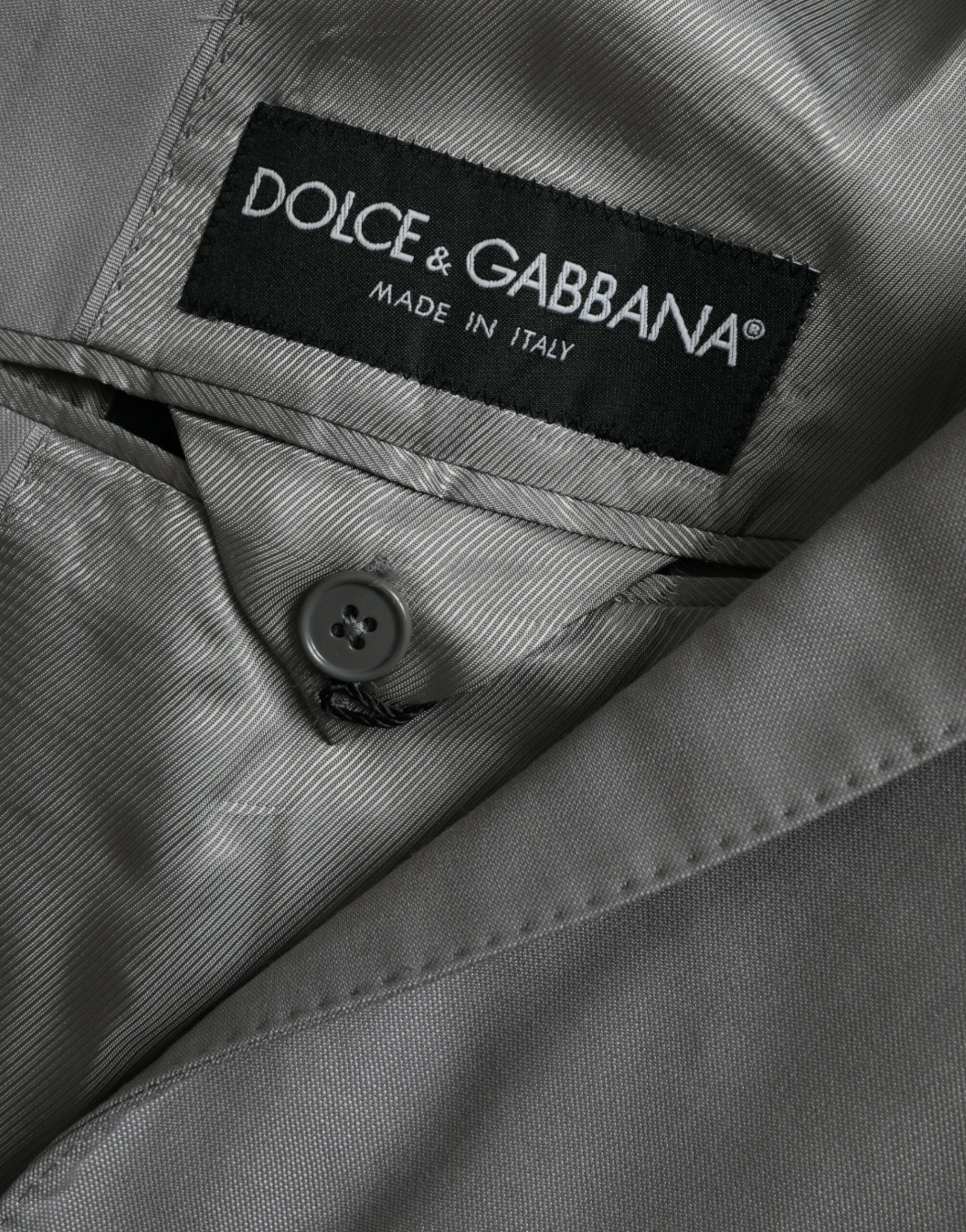 Dolce & Gabbana Grey Single-Breasted Wool Coat with Lace Blazer