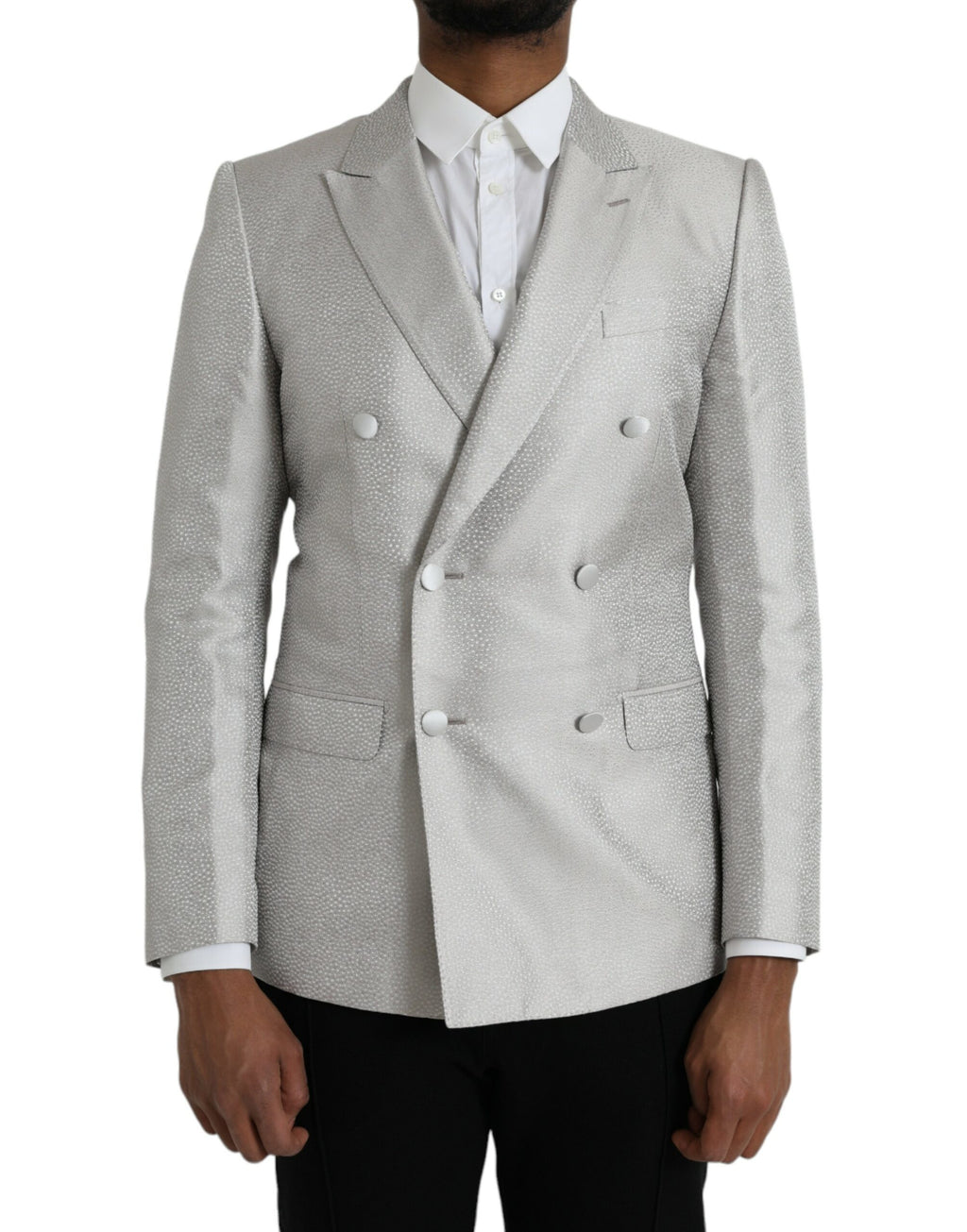 Dolce & Gabbana Off White MARTINI Double-Breasted Coat Blazer