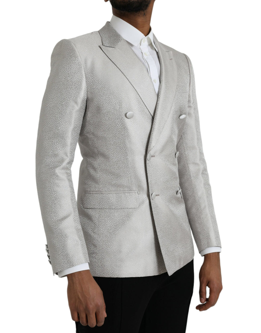 Dolce & Gabbana Off White MARTINI Double-Breasted Coat Blazer