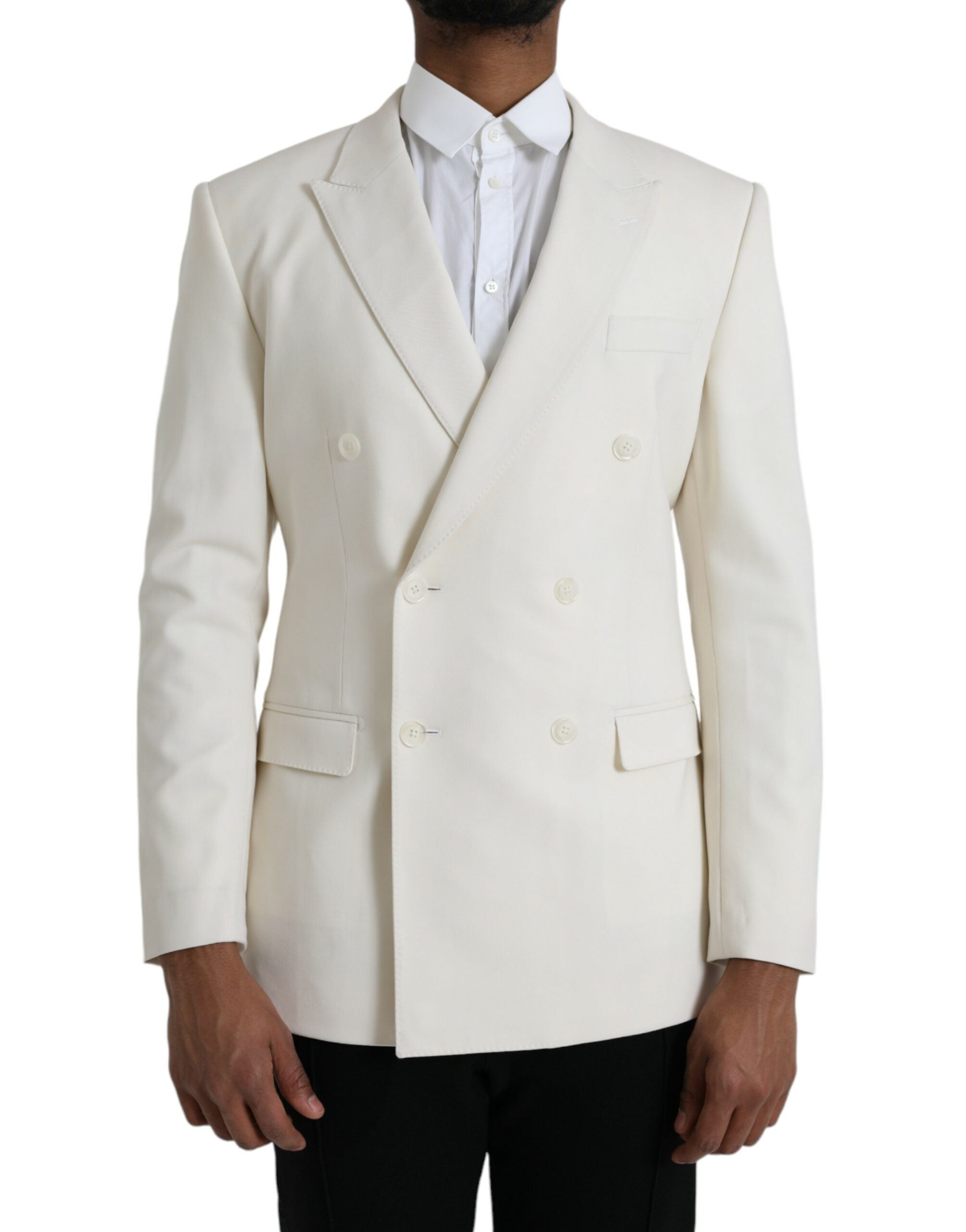 Dolce & Gabbana White Wool Blazer MARTINI Double-breasted