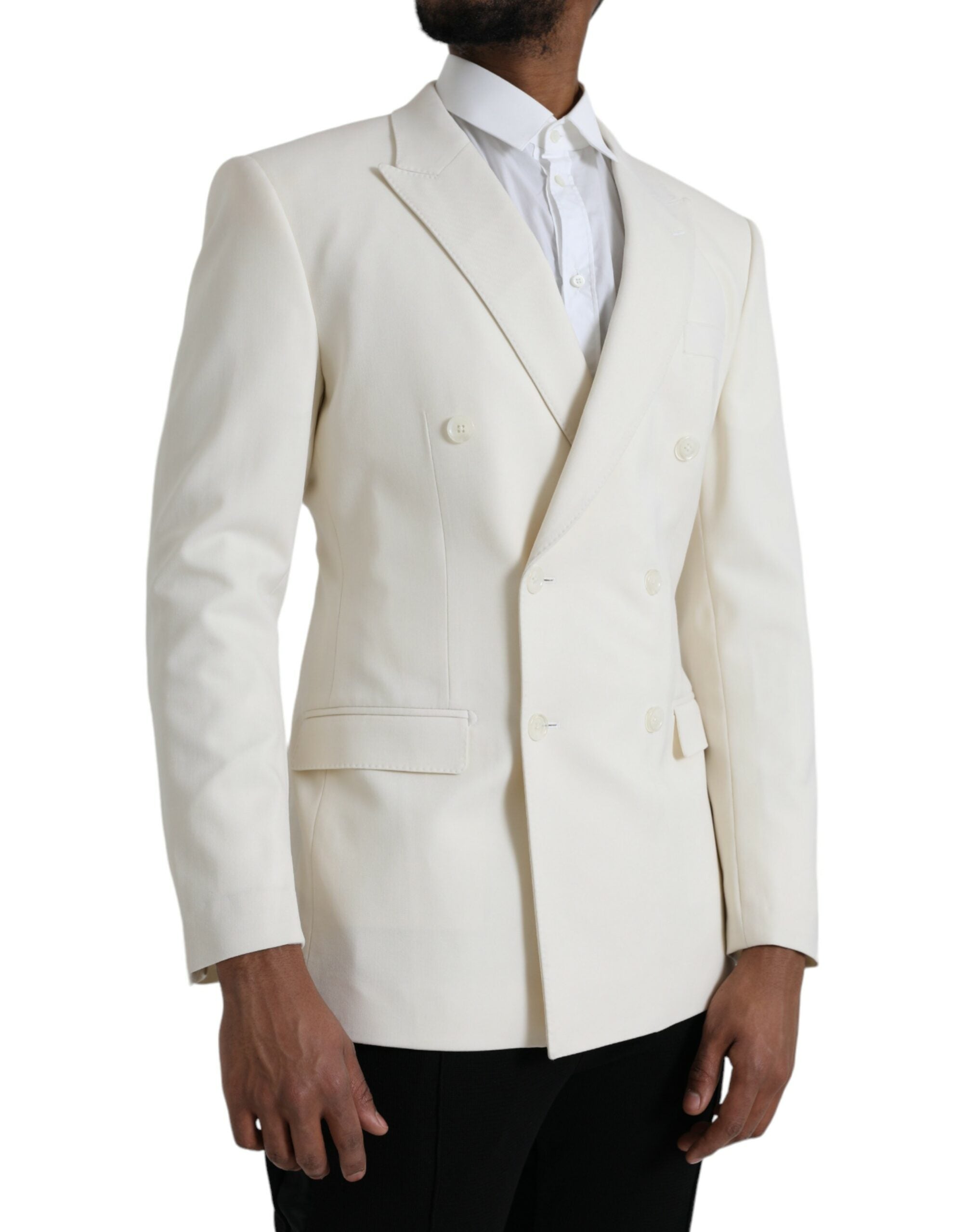 Dolce & Gabbana White Wool Blazer MARTINI Double-breasted