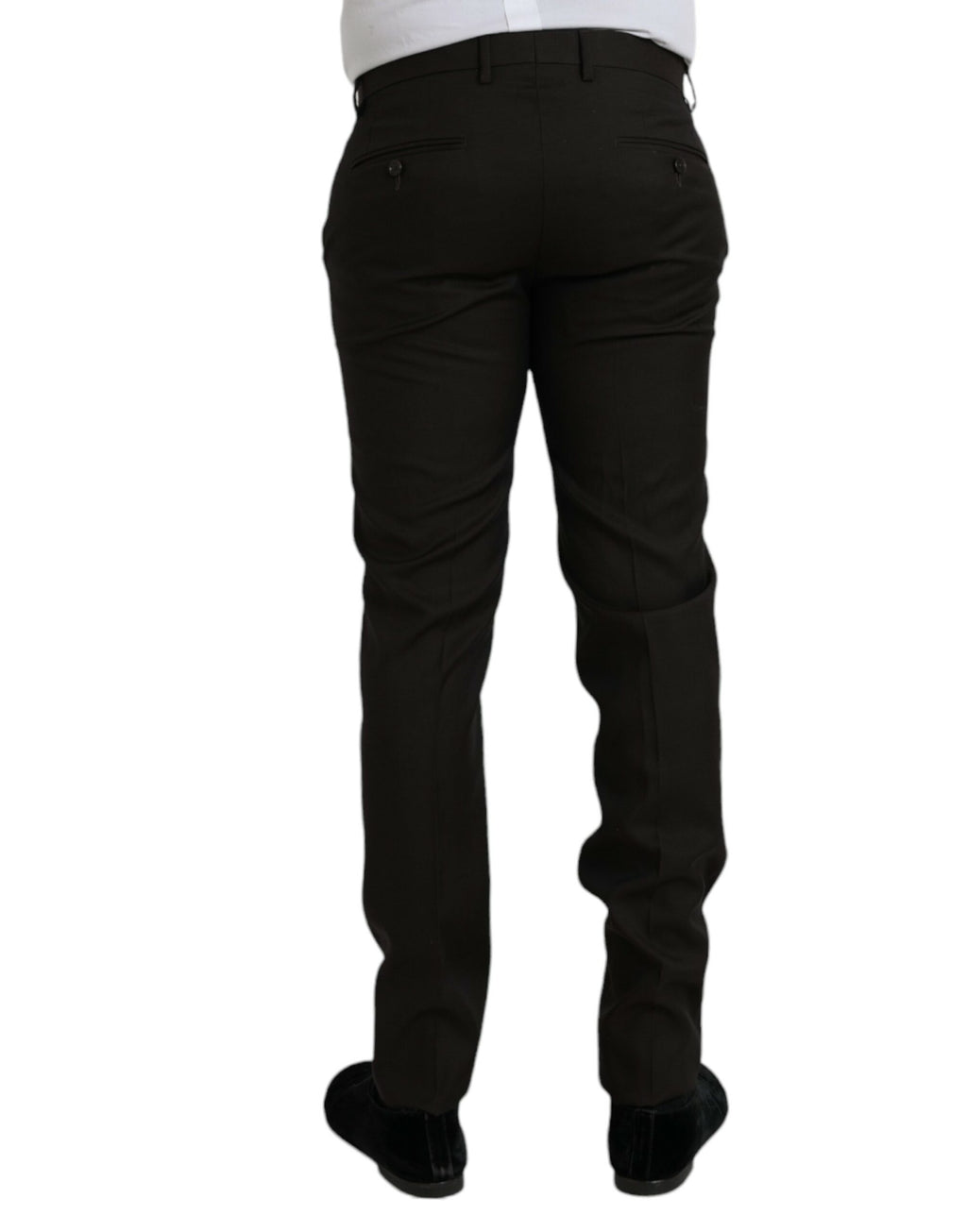Dolce & Gabbana Dunkelbraune Wolle Slim Fit Formal Hose