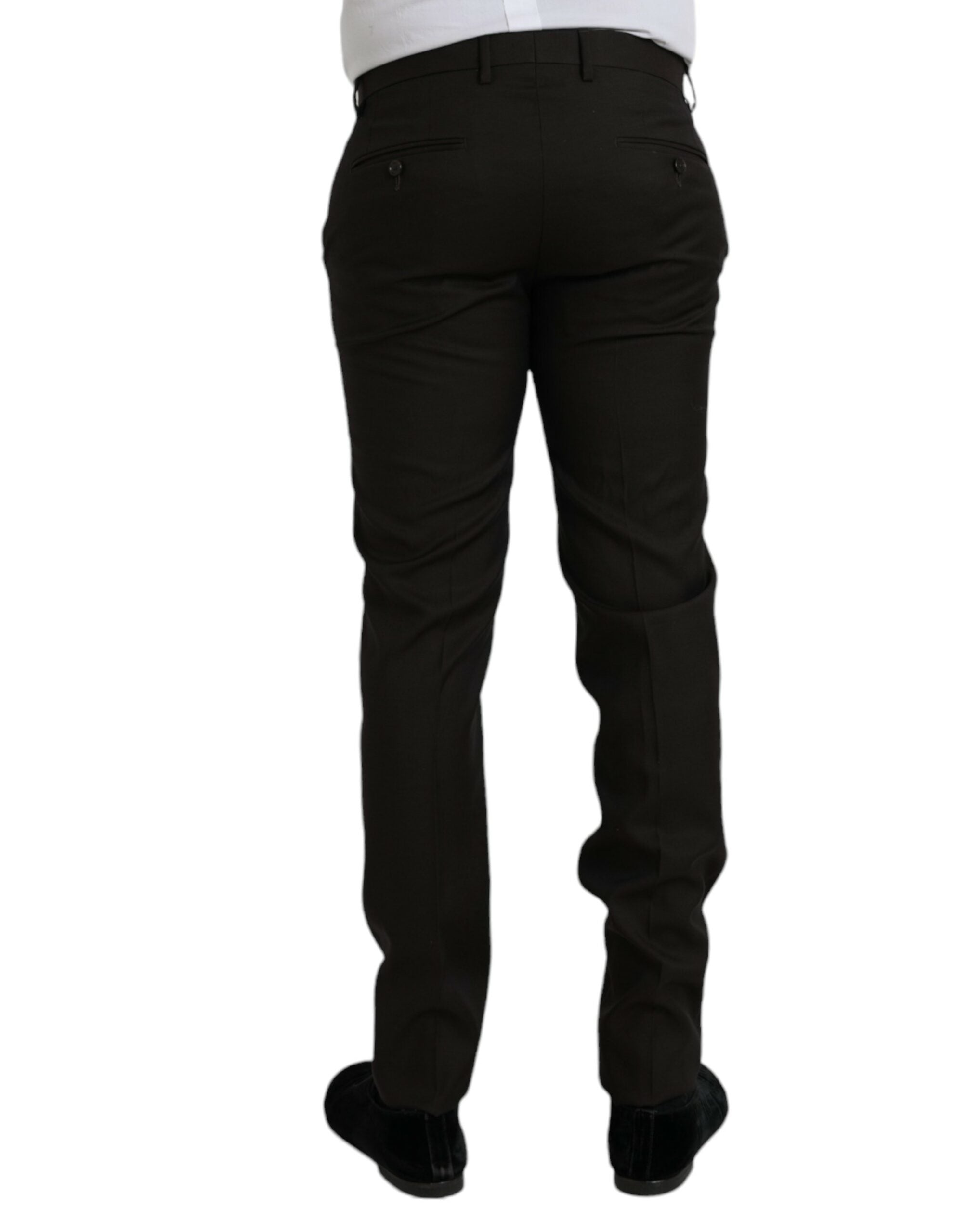 Dolce & Gabbana Dunkelbraune Wolle Slim Fit Formal Hose