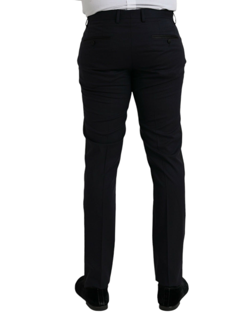 Dolce & Gabbana Dunkelblaue Wolle Slim Fit Formal Hose