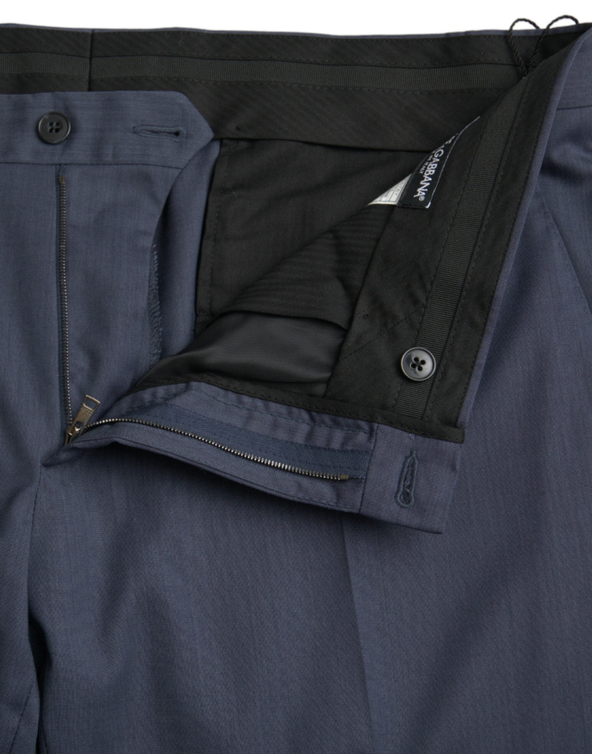 Dolce & Gabbana Blaue Wolle Slim Fit Kleid Formelle Hose