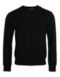 Dolce & Gabbana Schwarzes Baumwoll-Sweatshirt mit langen Ärmeln Pullover