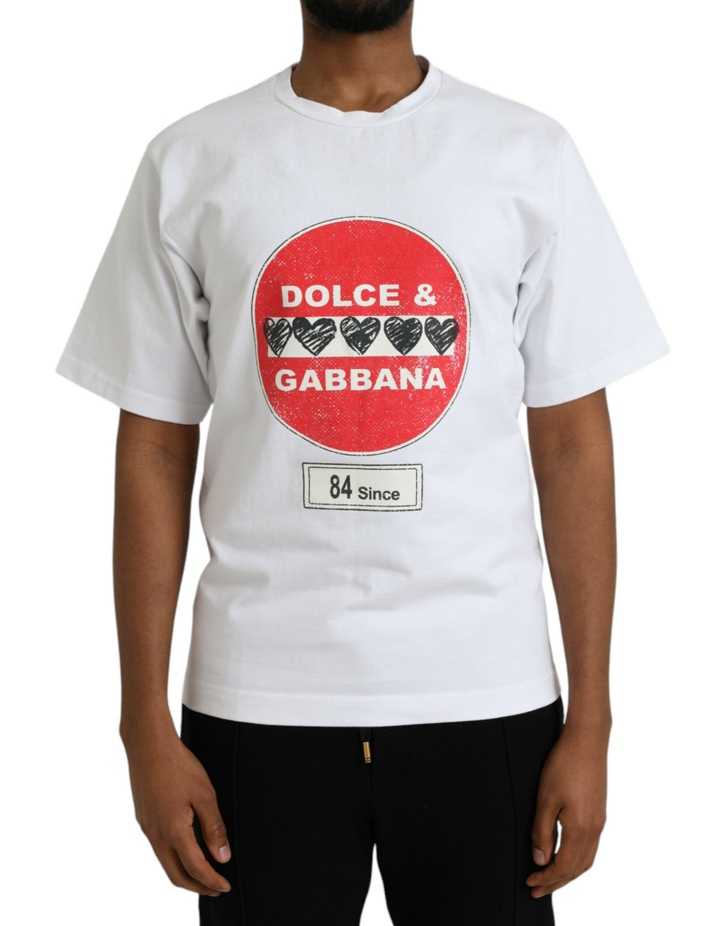 Dolce & Gabbana White Amor Heart Cotton Crewneck Short-Sleeve T-Shirt