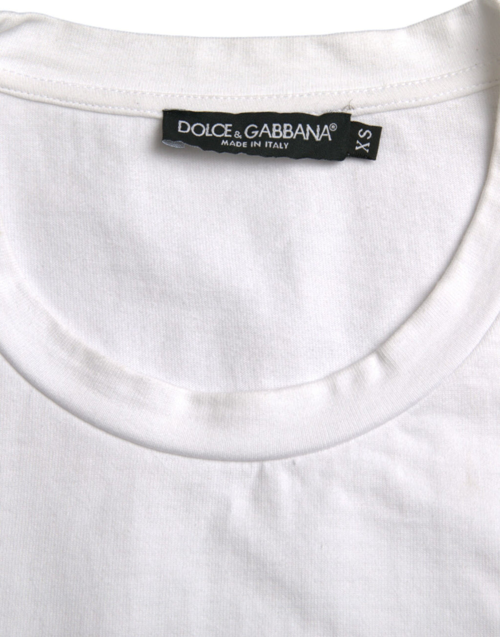 Dolce & Gabbana White Amor Heart Cotton Crewneck Short-Sleeve T-Shirt