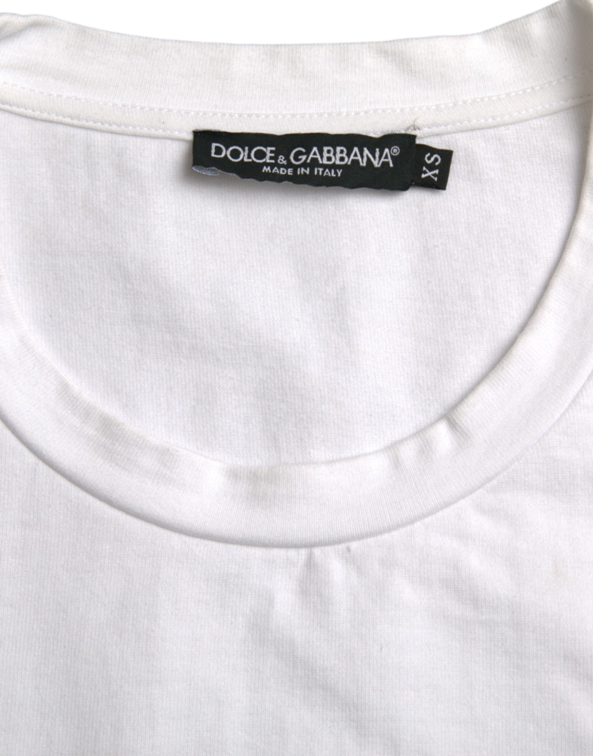 Dolce & Gabbana White Amor Heart Cotton Crewneck Short-Sleeve T-Shirt
