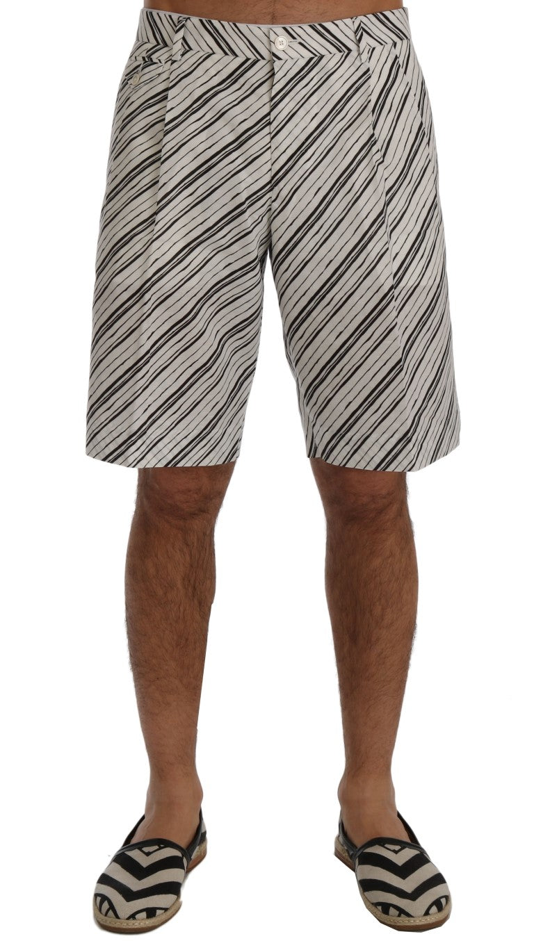 Dolce & Gabbana Weiß Schwarz Gestreifte Freizeitshorts