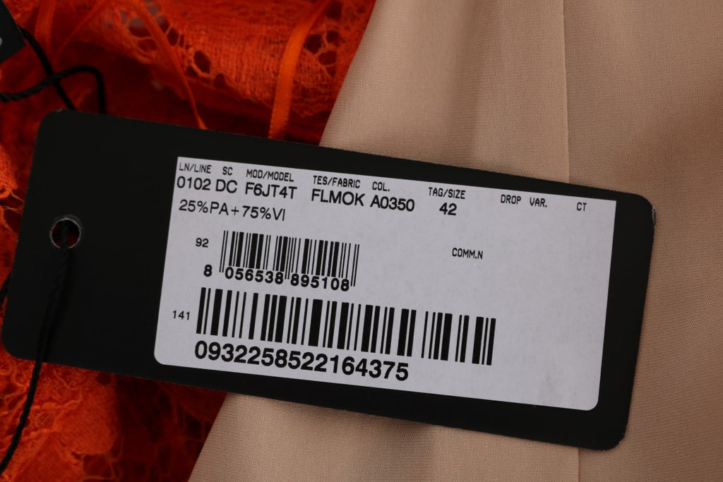 Dolce & Gabbana Orange Floral Long Ricamo Sheath Dress