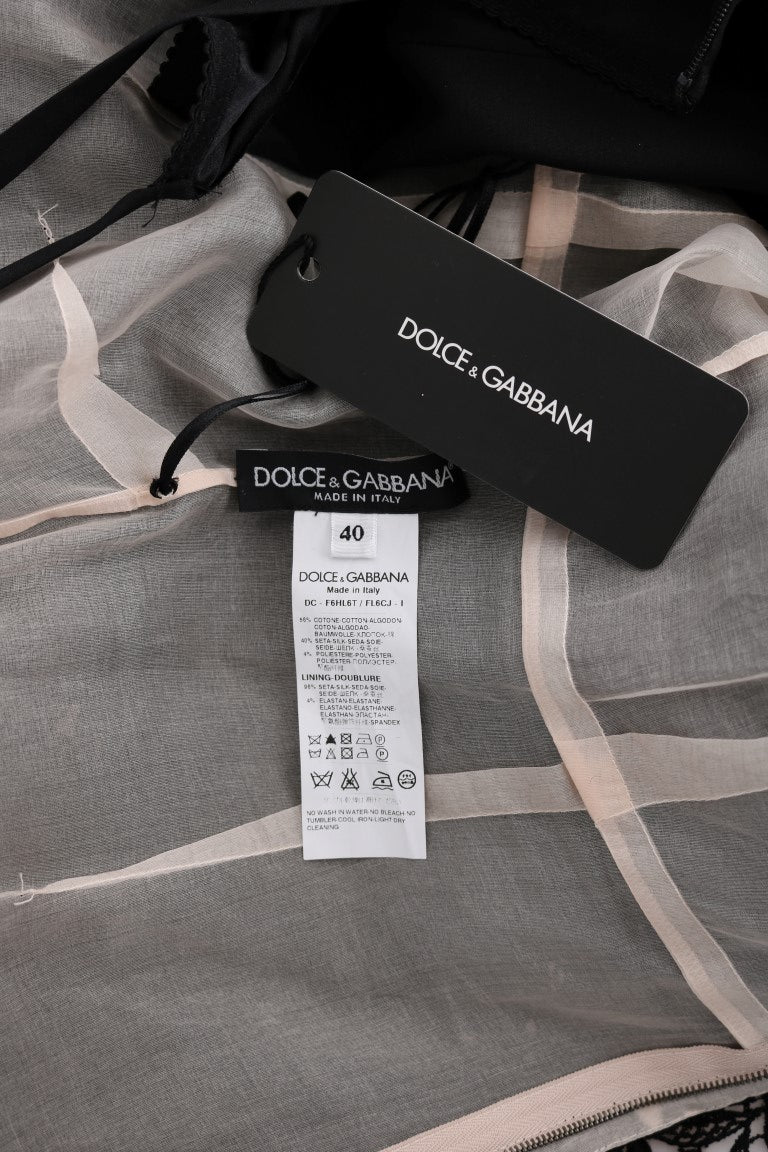 Dolce & Gabbana Black Floral Cotton-Silk Long Dress