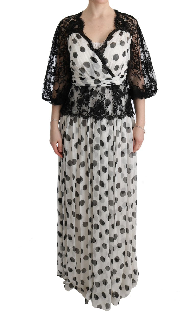 Dolce & Gabbana Black and White Polka Dot Floral Dress