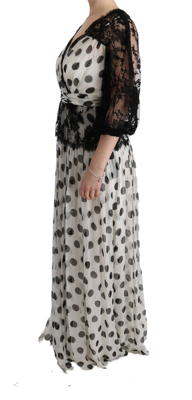 Dolce & Gabbana Black and White Polka Dot Floral Dress