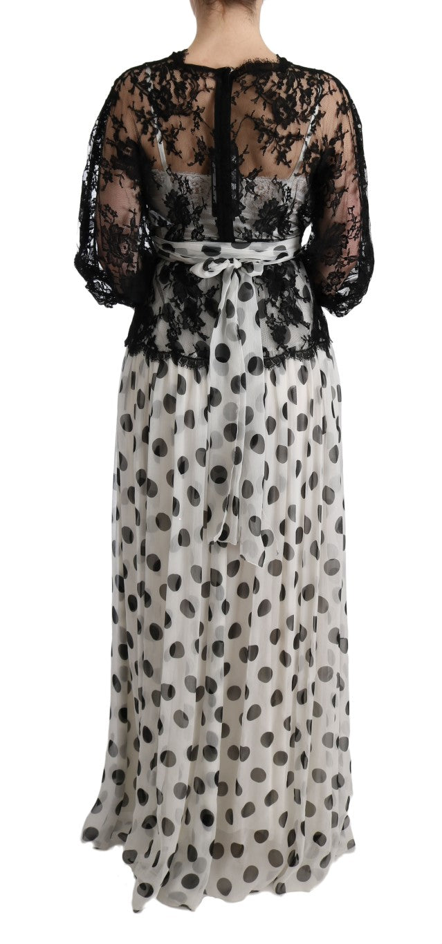 Dolce & Gabbana Black and White Polka Dot Floral Dress