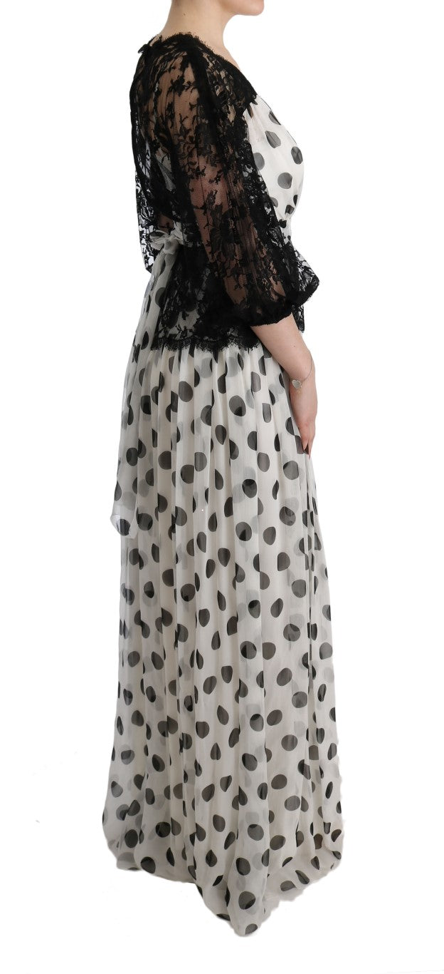 Dolce & Gabbana Black and White Polka Dot Floral Dress