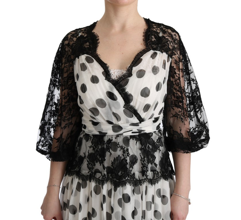 Dolce & Gabbana Black and White Polka Dot Floral Dress