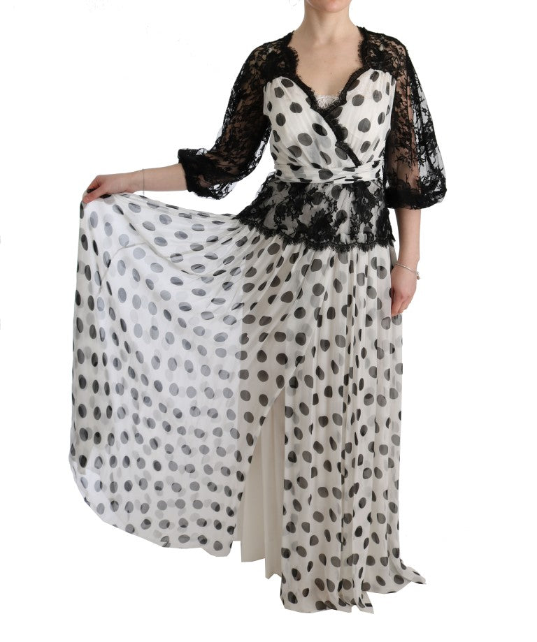 Dolce & Gabbana Black and White Polka Dot Floral Dress
