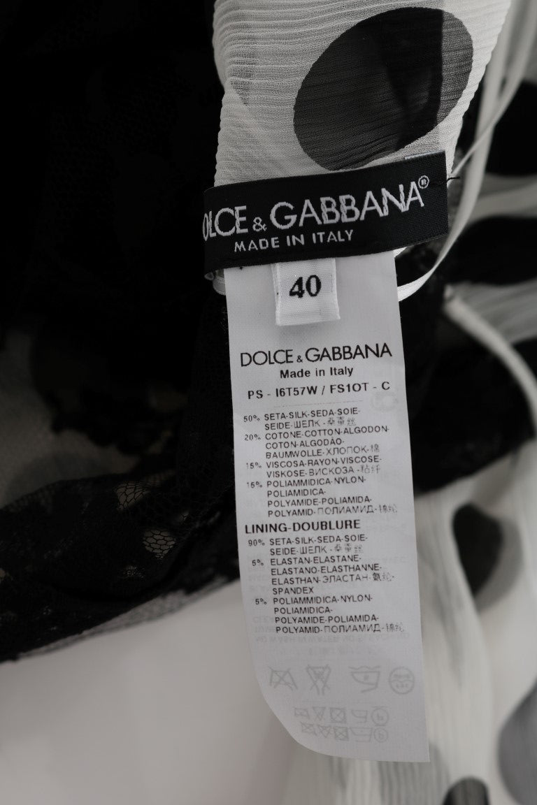 Dolce & Gabbana Black and White Polka Dot Floral Dress